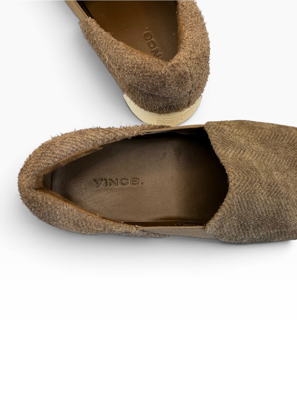 Vince “Warren” Neutral Herringbone Slip-On Platform Sneakers with White Sole - Picture 4 of 7